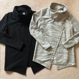 2 Women's Danskin French Terry Bliss Wraps / Cardigans in Black and Grey, Size S